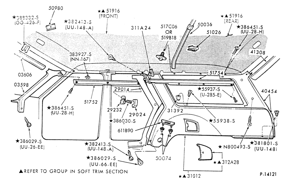 Схема SOFT, INTERIOR TRIM-Interior trim parts - body type 74