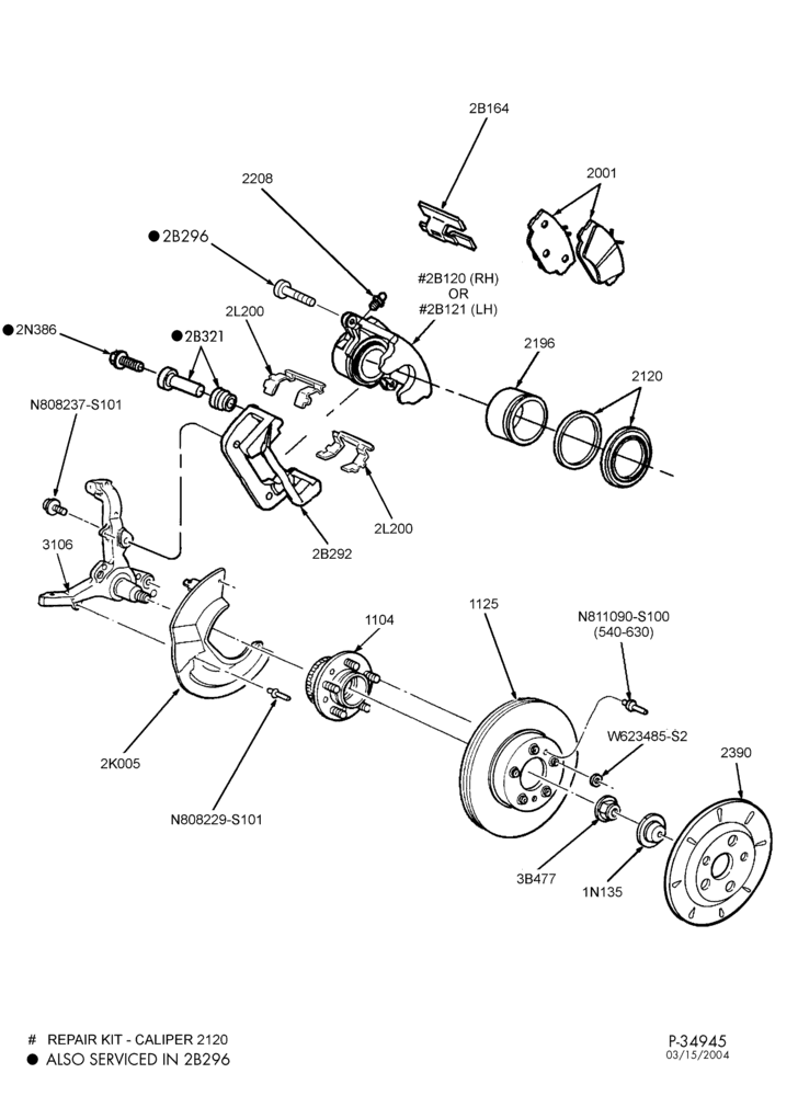 Схема BRAKES-Brake assembly - disc front - without anti-lock