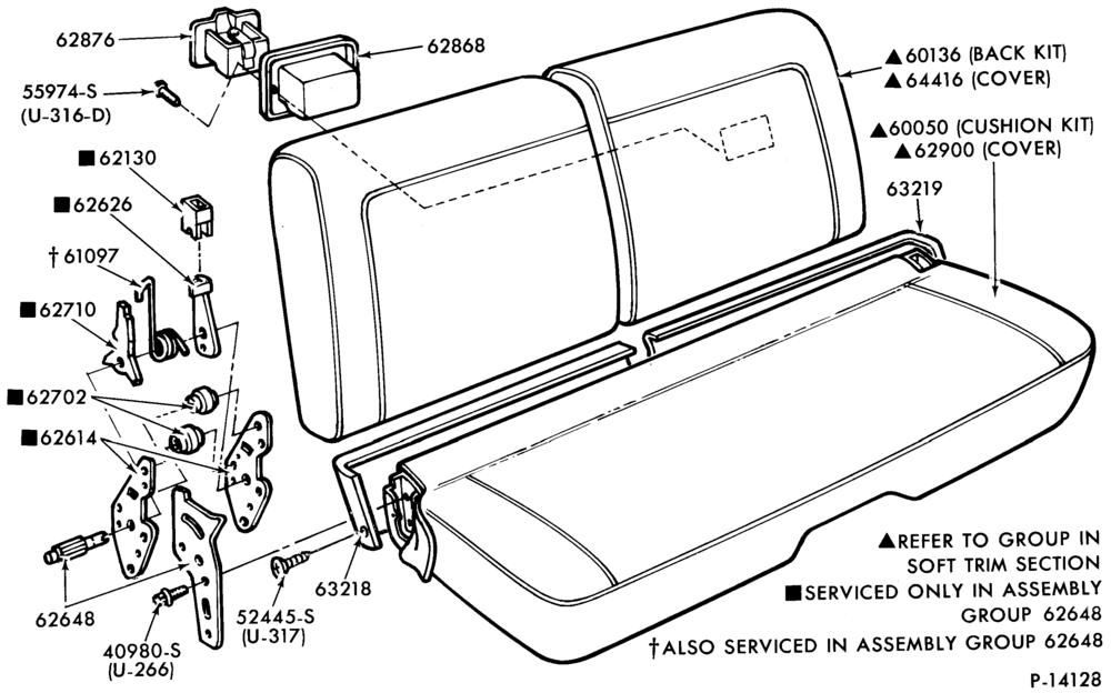 Схема SEATS AND SEAT BELTS-Seat back latch - manual - full width - w/o center arm rest