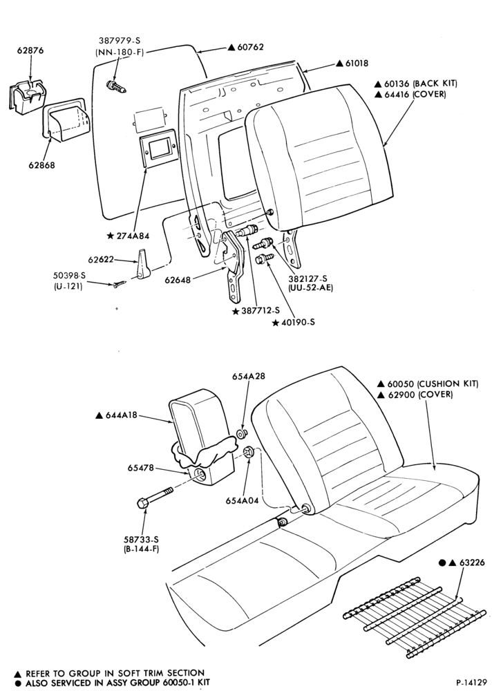 Схема SEATS AND SEAT BELTS-Front seat parts - bucket  - full width - lower half - w/center arm rest
