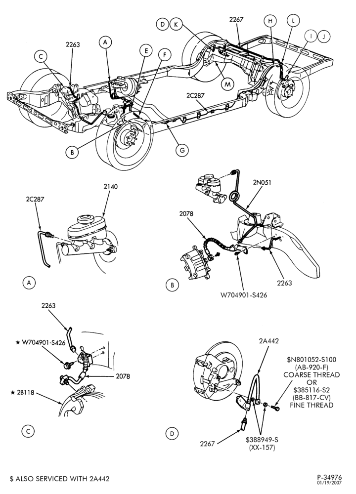 Схема BRAKES-Disc brake system - without anti-lock - exc. NGV - Page A
