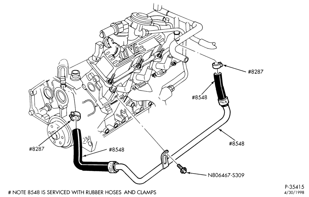 Схема Радиатор, GRILL AND COOLING-Cooling system & related parts - water by-pass system - 6 cyl. 3.0L-TW