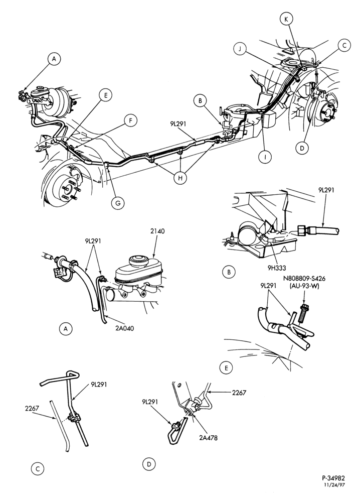 Схема BRAKES-Disc brake system - without anti-lock - NGV - Page A