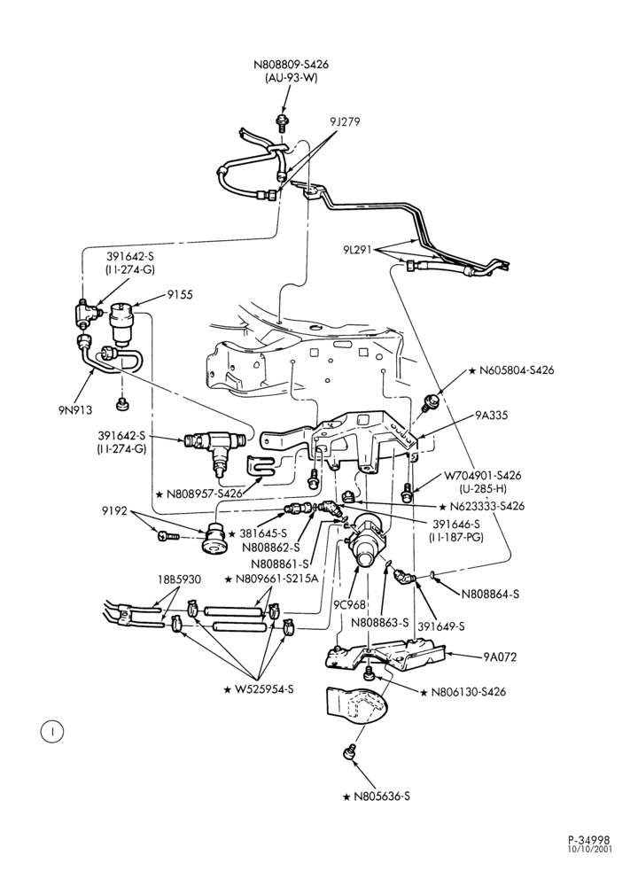 Схема FUEL SYSTEM AND CALIBRATION-Fuel system - line installation & related parts - NGV - LH - Page C