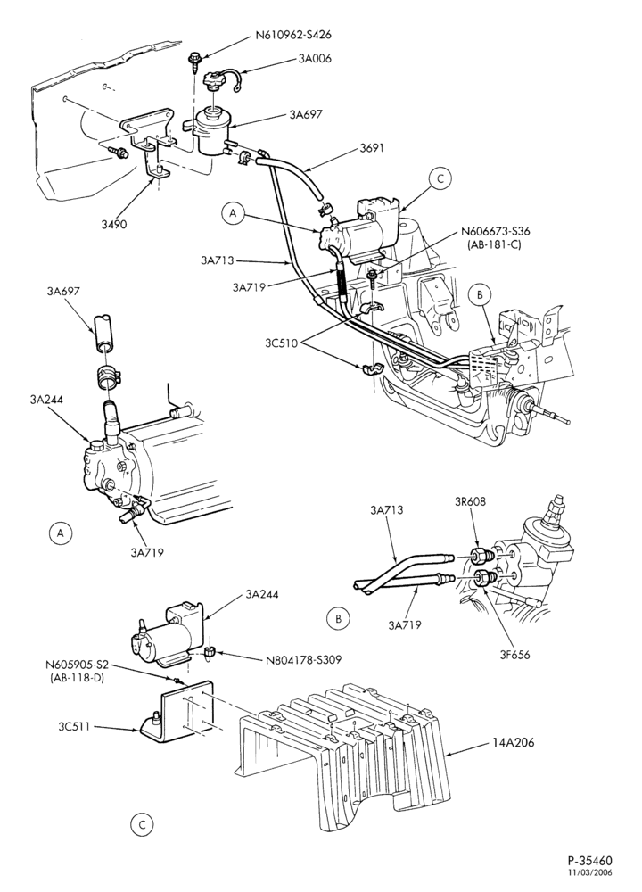 Схема STEERING-Power steering pump, hose & reservoir installation - Electric-R