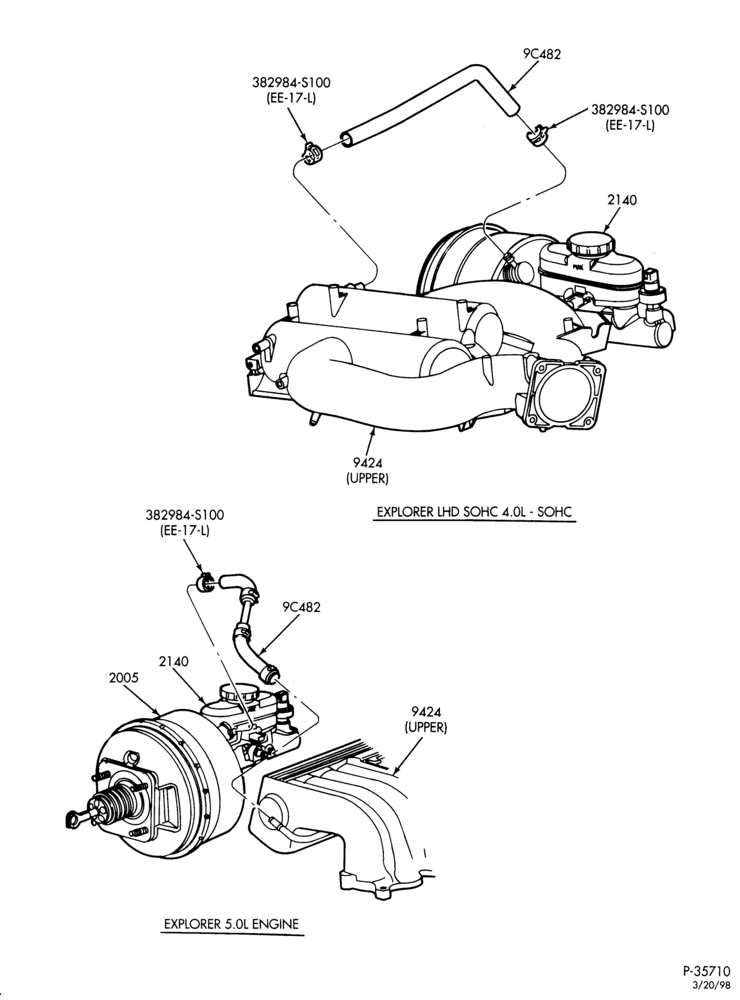 Схема 8 CYL. 5.0L - GAS-Intake manifold tube assembly - brake