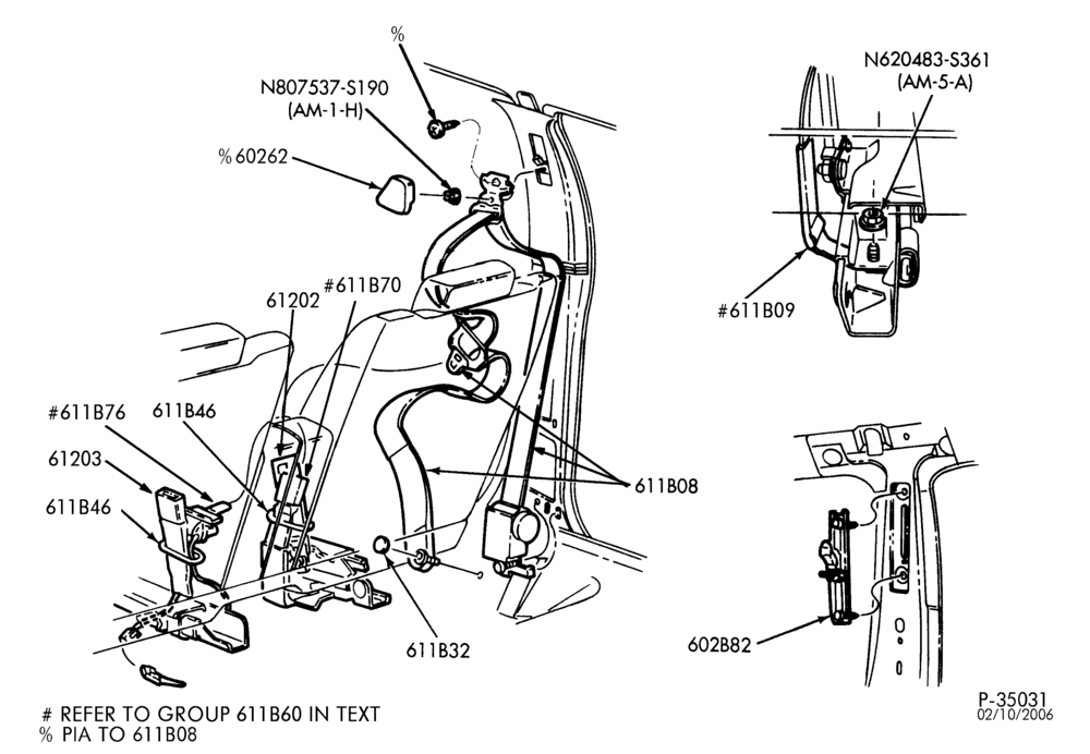 Схема SEATS AND SEAT BELTS-Seat belt & shoulder harness installation - front - seat restraints