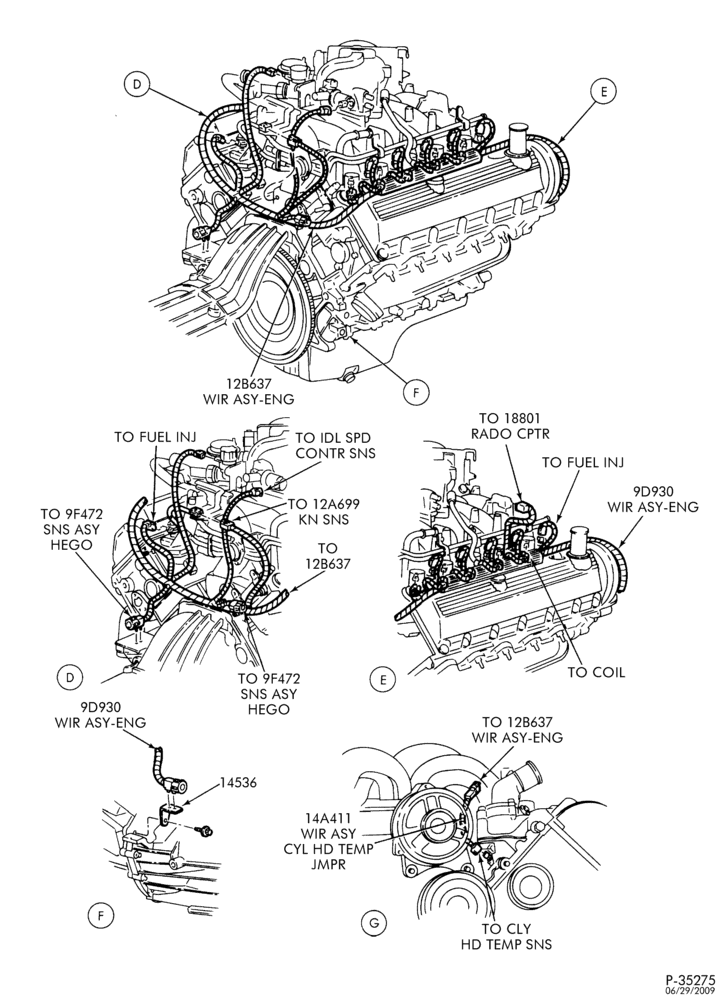 Схема Электрооборудование — Электропроводка — двигатель - 10 cyl. 6.8L diesel — лист B — L1