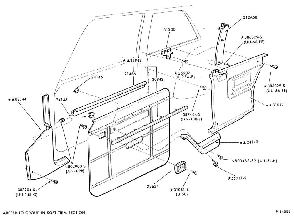 Схема SOFT, INTERIOR TRIM-Interior trim panels - body type 66