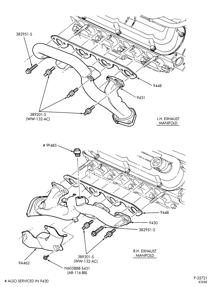 Схема 8 CYL. 5.0L - GAS-Manifold & related parts - exhaust - cast manifold
