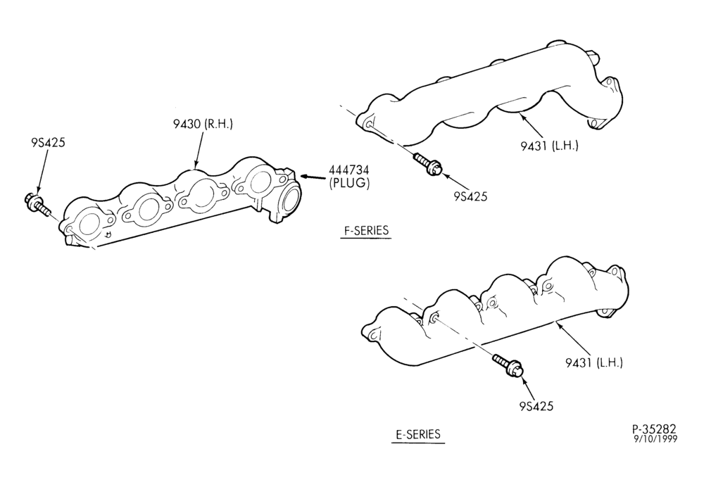 Схема 8 CYL. 7.3L - DIESEL-Manifold & related parts - turbo direct injection - exhaust - E350/450 - ""From 1/12/98''