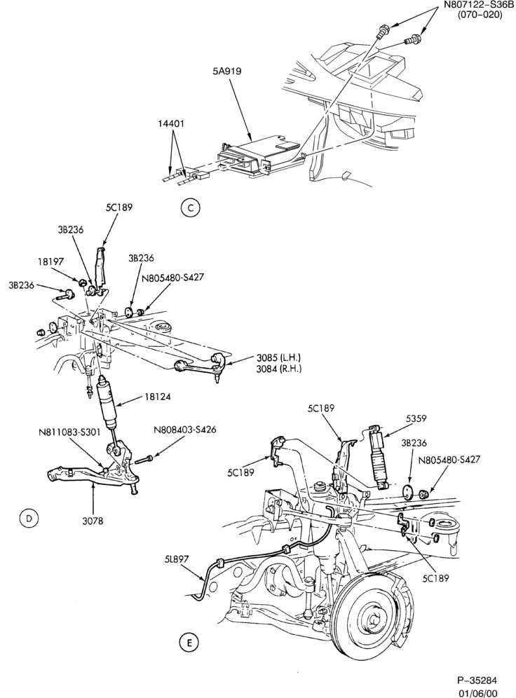 Схема SPRING, STABILIZERS, REAR SUSPENSION-Front suspension - load leveling - Page B - 4x2-F250