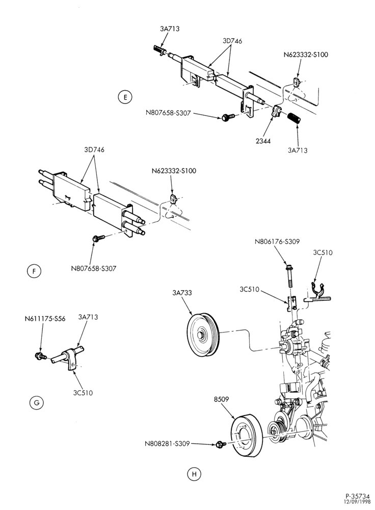 Схема STEERING-Power steering system - Pump installation - 6 cyl. 3.8L - Page B-TW