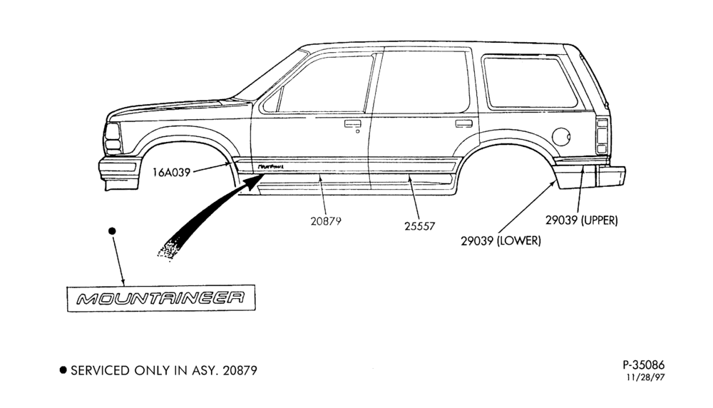 Схема MOULDING - BODY SIDE LOWER