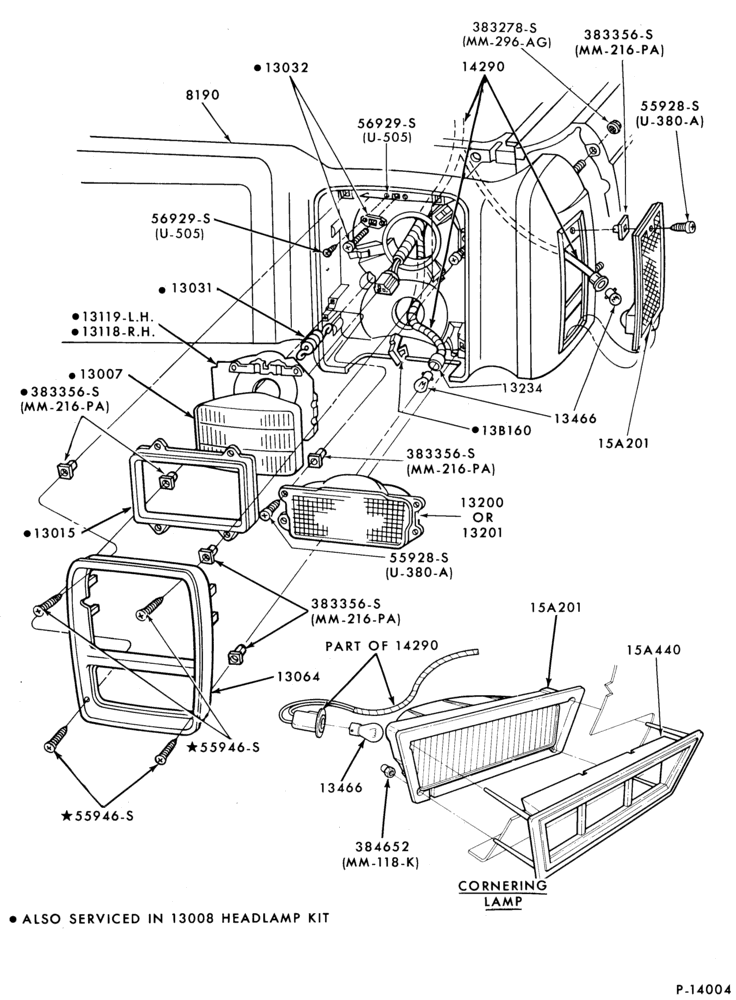 Схема LAMPS-Headlamp, parking and front fender side marker