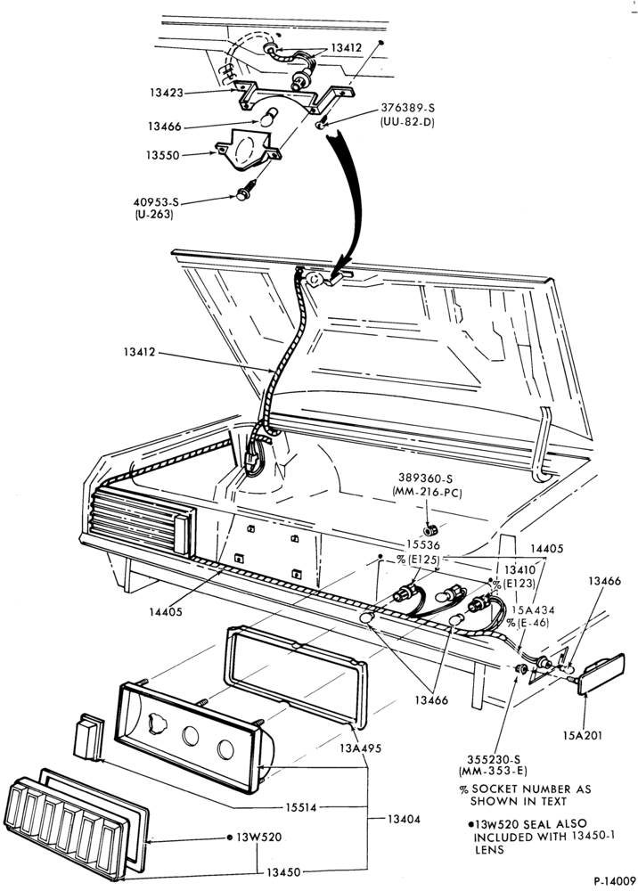 Схема LAMPS-Rear lamp, backup, license plate and body side marker- B/T 54 & 66
