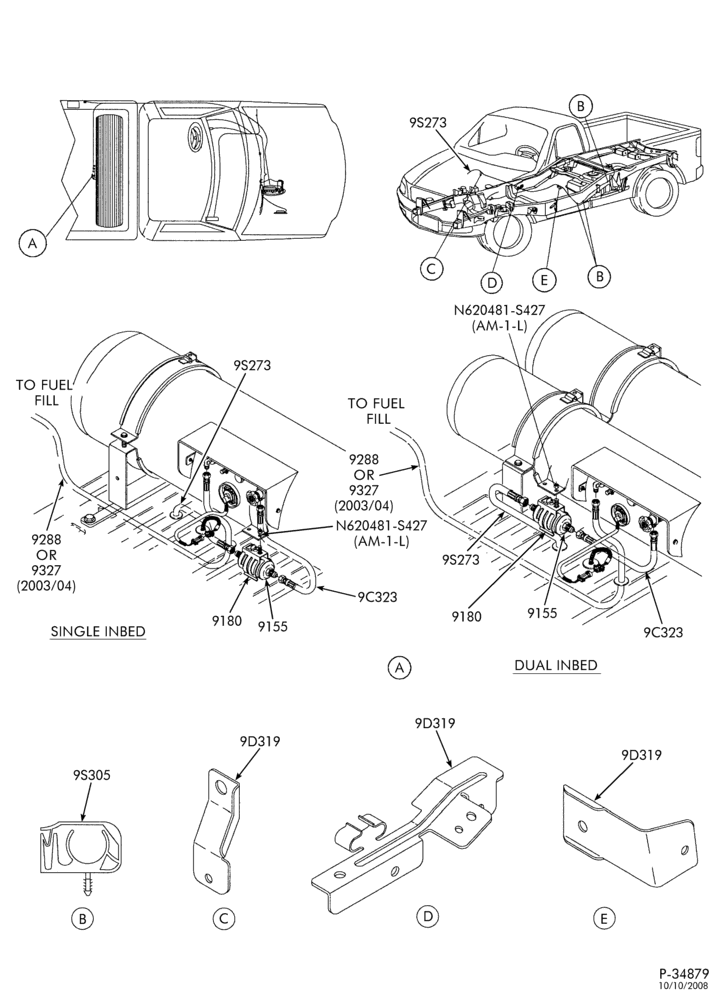 Схема 8-цил. 5,4 л - (BI-FUEL)-Fuel lines & related parts - LPG/GAS
