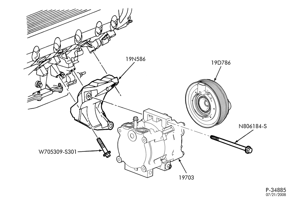 Схема AIR CONDITIONING-Compressor & related parts-F53(Stripped Chassis)