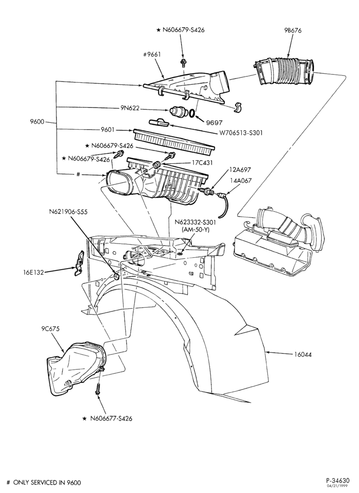 Схема 8 CYL. 7.3L - DIESEL-Air cleaner & related parts - ""Before 12/7/98''