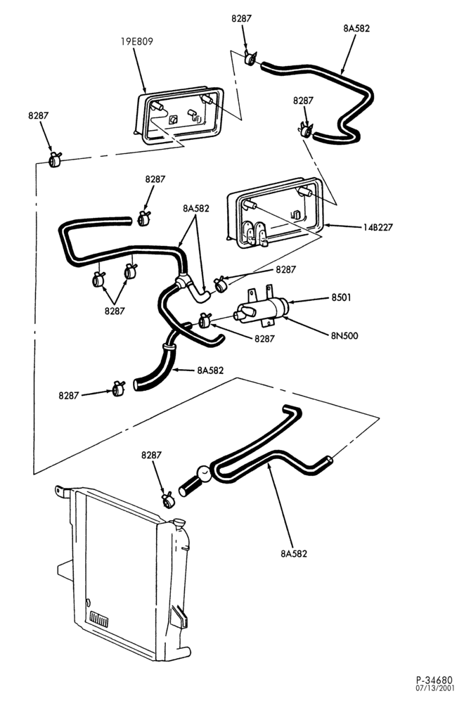 Схема Радиатор, GRILL AND COOLING-Cooling lines & related parts - with a/c - electric-R