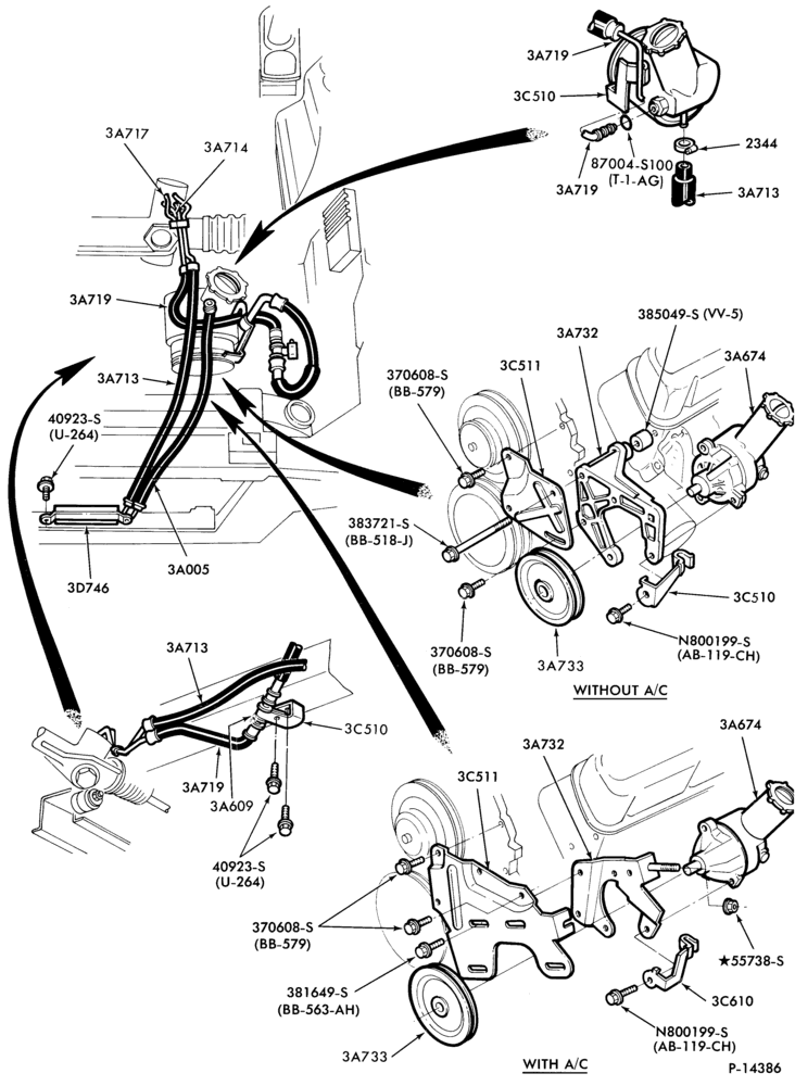 Схема STEERING-Pump installation  - 8 cyl. 255