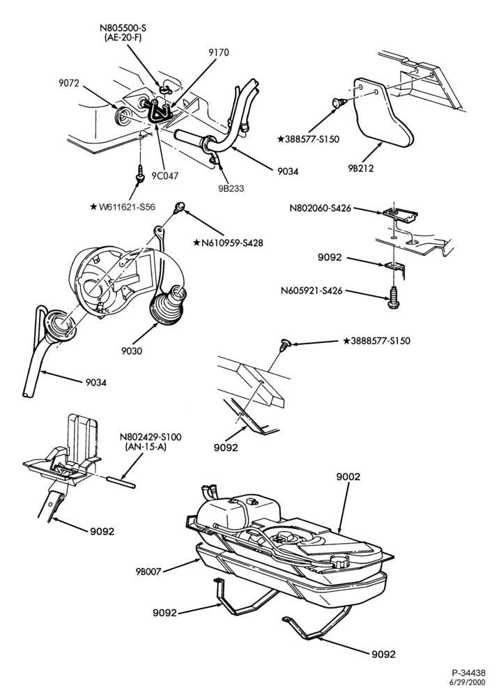 Схема 8 CYL. 4.6L-Fuel system - tank installation - Calif. emis. - Page B