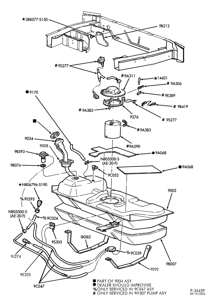 Схема 6 CYL. 3.8L-Fuel system - tank installation - Non Calif. emis. - Page A