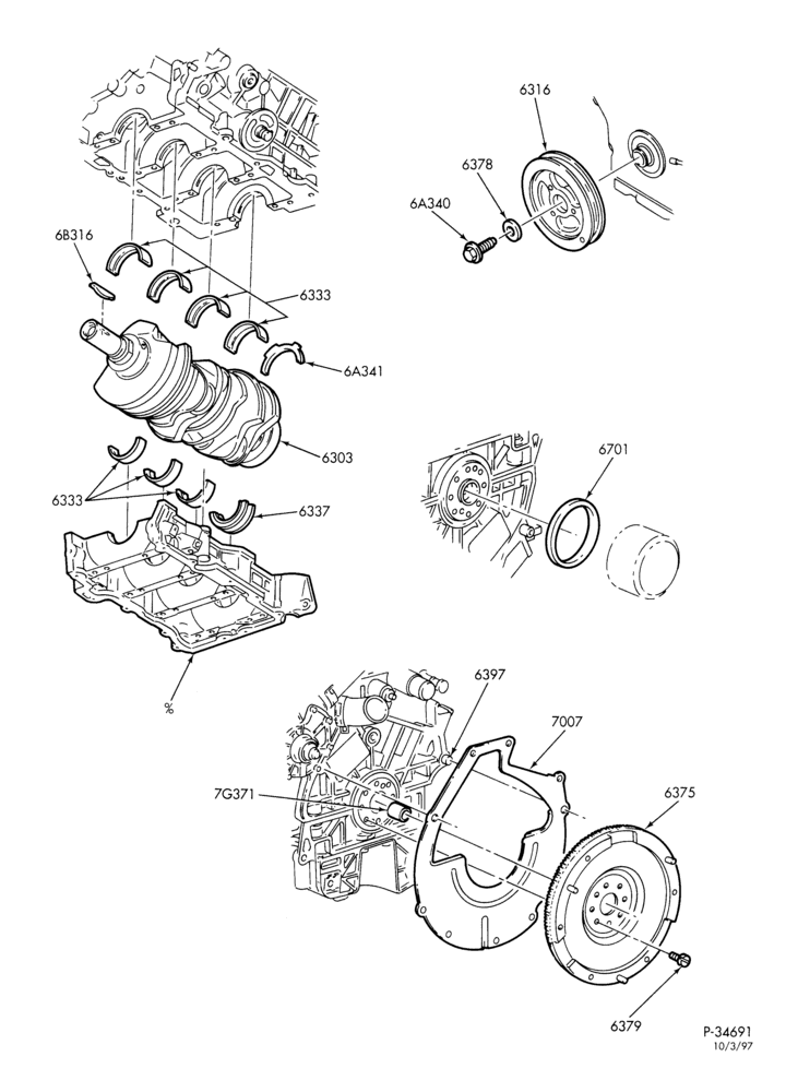 Схема 6 CYL. 2.5L - DOHC-Crankshaft & related parts - M/T