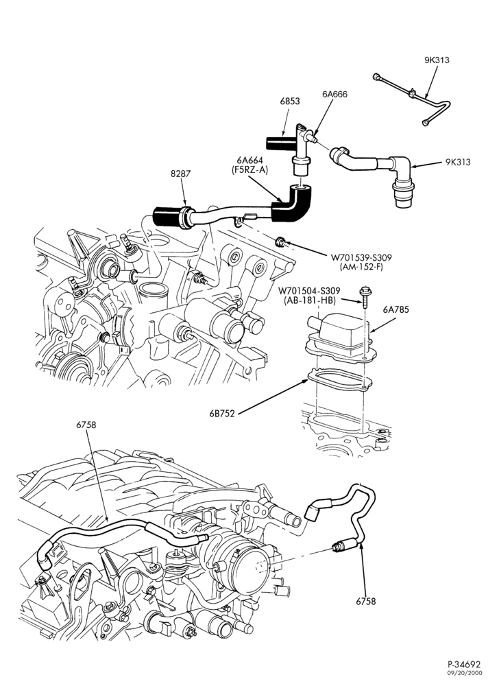 Схема 6 CYL. 2.5L - DOHC-Engine crankcase ventilation system