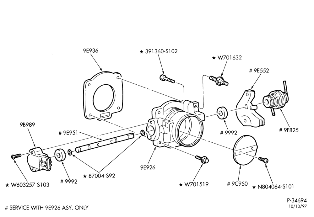 Схема 6 CYL. 2.5L-Throttle body - 6 cyl. 2.5L - A/T - SVT