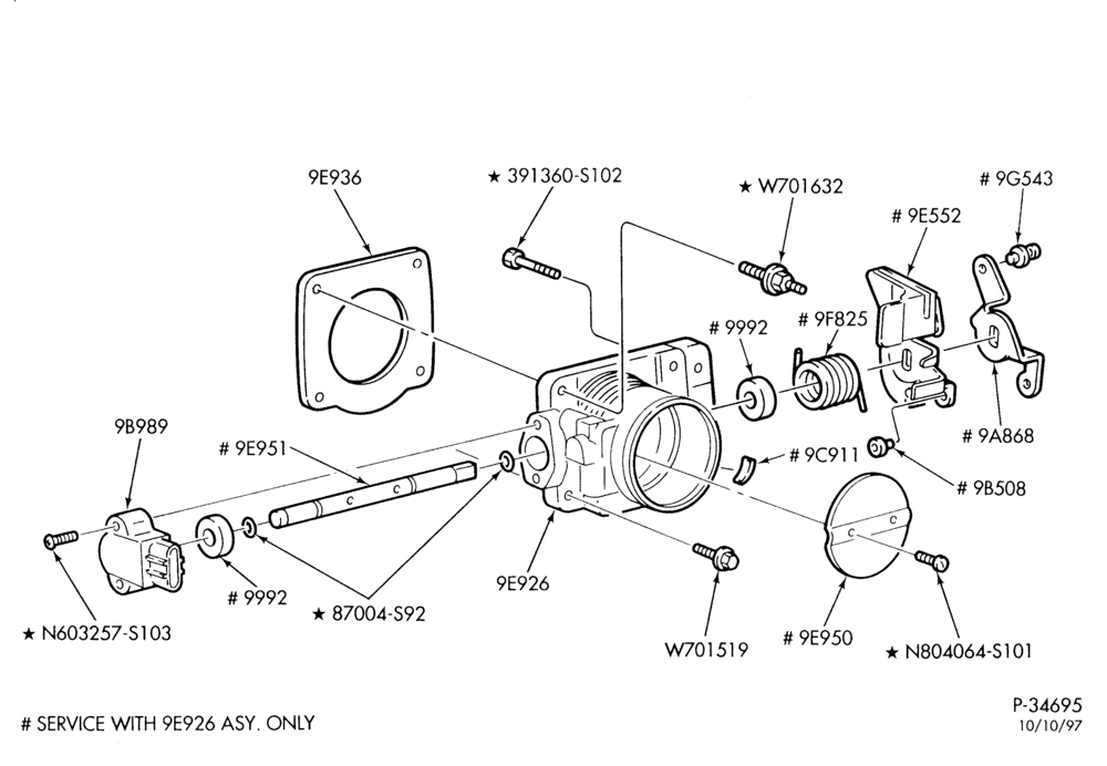Схема 6 CYL. 2.5L-Throttle body - 6 cyl. 2.5L - A/T - exc. SVT