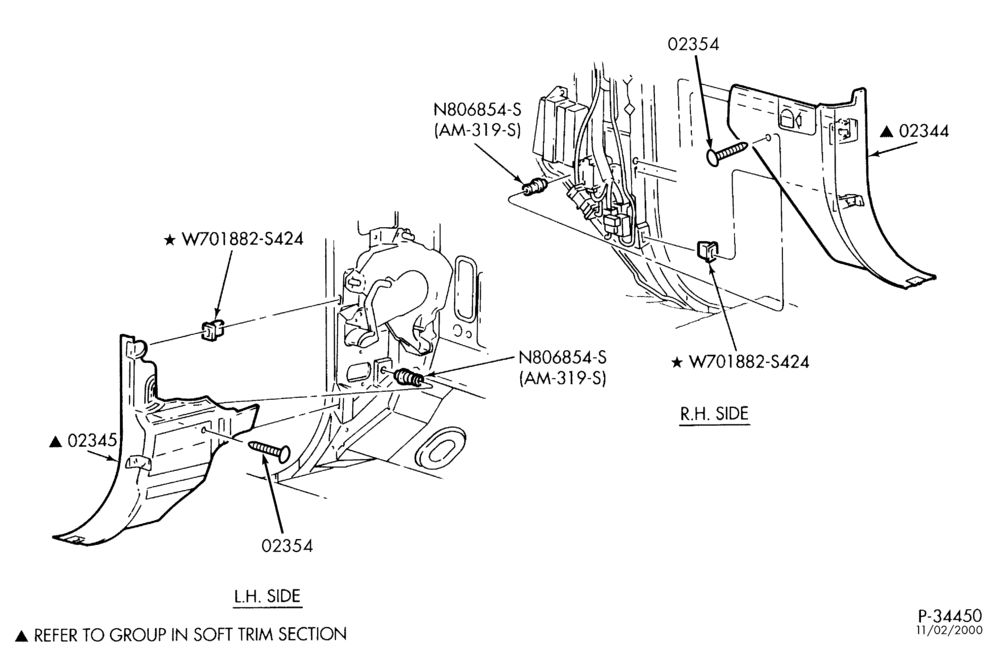 Схема SOFT, INTERIOR TRIM-Interior trim - cowl side-F250SD/550SD