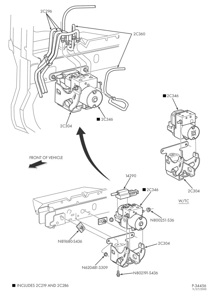 Схема BRAKES-Brake anti-lock hydraulic modulator installation