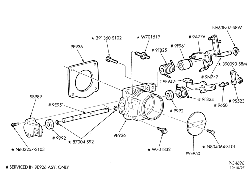 Схема 6 CYL. 2.5L-Throttle body - 6 cyl. 2.5L - M/T - exc. SVT