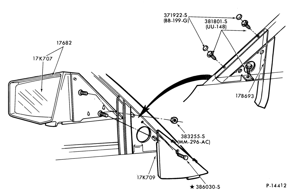 Схема SPEEDOMETER, BUMPERS, MIRRORS AND WIPERS-Mirror - manual