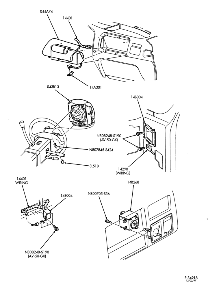 Схема ELECTRICAL SYSTEMS-Air bag module sensors & wiring-F250SD/550SD