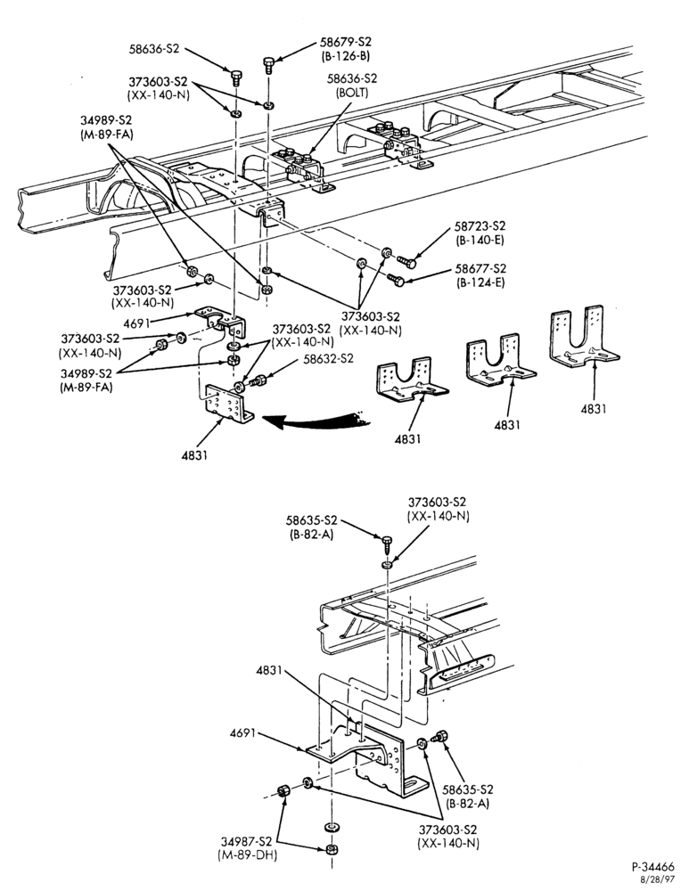 Схема DRIVELINE SUPPORT BRACKETS-DRIVELINE SUPPORT BRACKETS- 9.50 frame-F-FT700/900