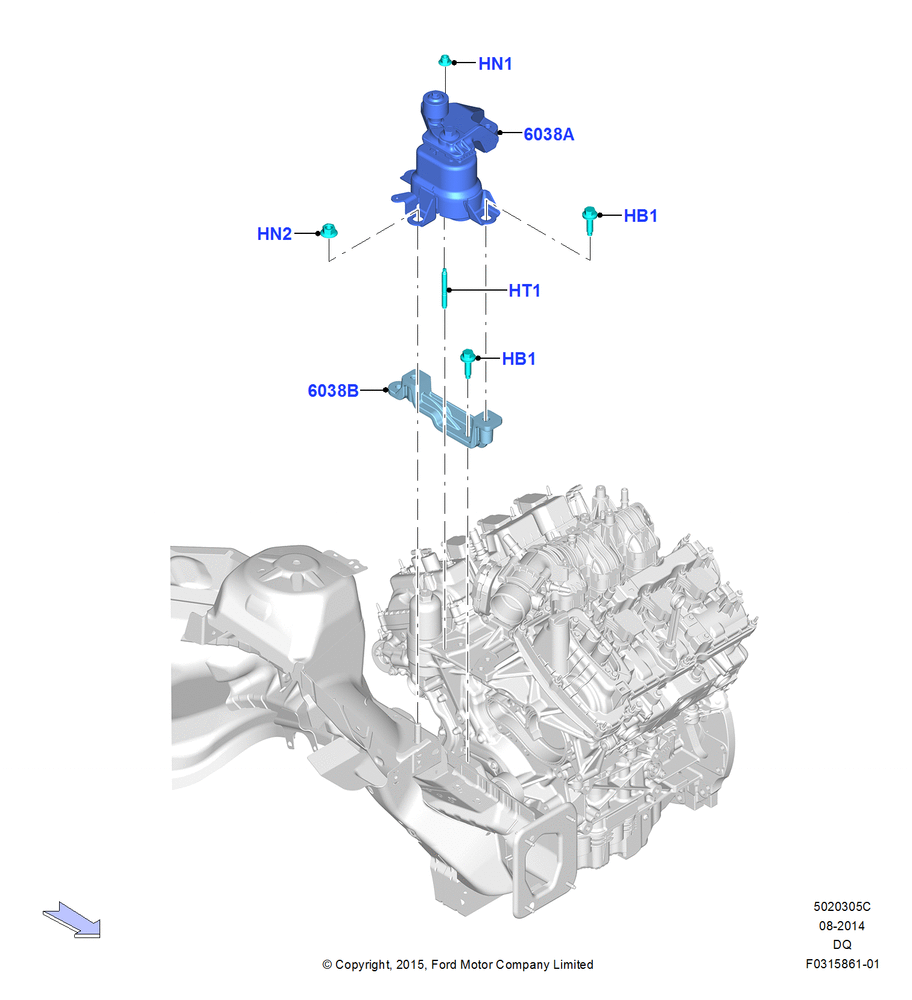 Схема Опоры двигателя, 2.7L DOHC 4V DI GT V6 GAS/FFV; 19.01.2015