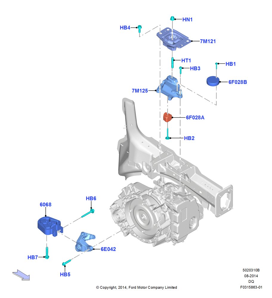 Схема Опоры КПП, 2.0L EcoBoost (240PS); 19.01.2015