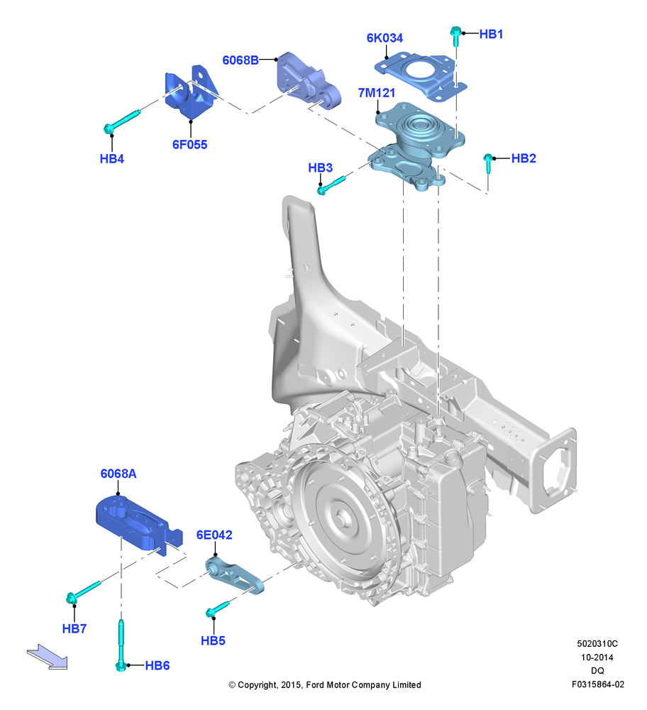 Схема Опоры КПП, 2.7L DOHC 4V DI GT V6 GAS/FFV; 19.01.2015
