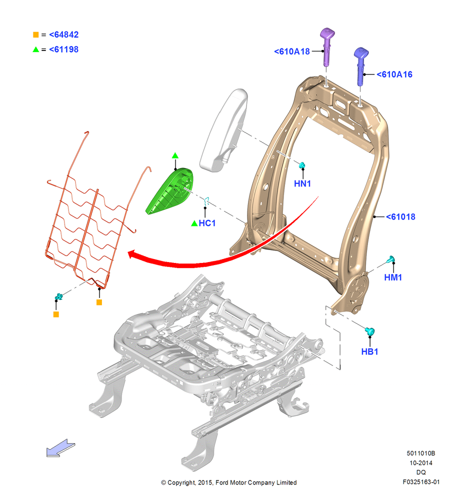 Схема Спинка переднего сиденья, With Pass 6 Way Power Seat Adjuster; 19.01.2015
