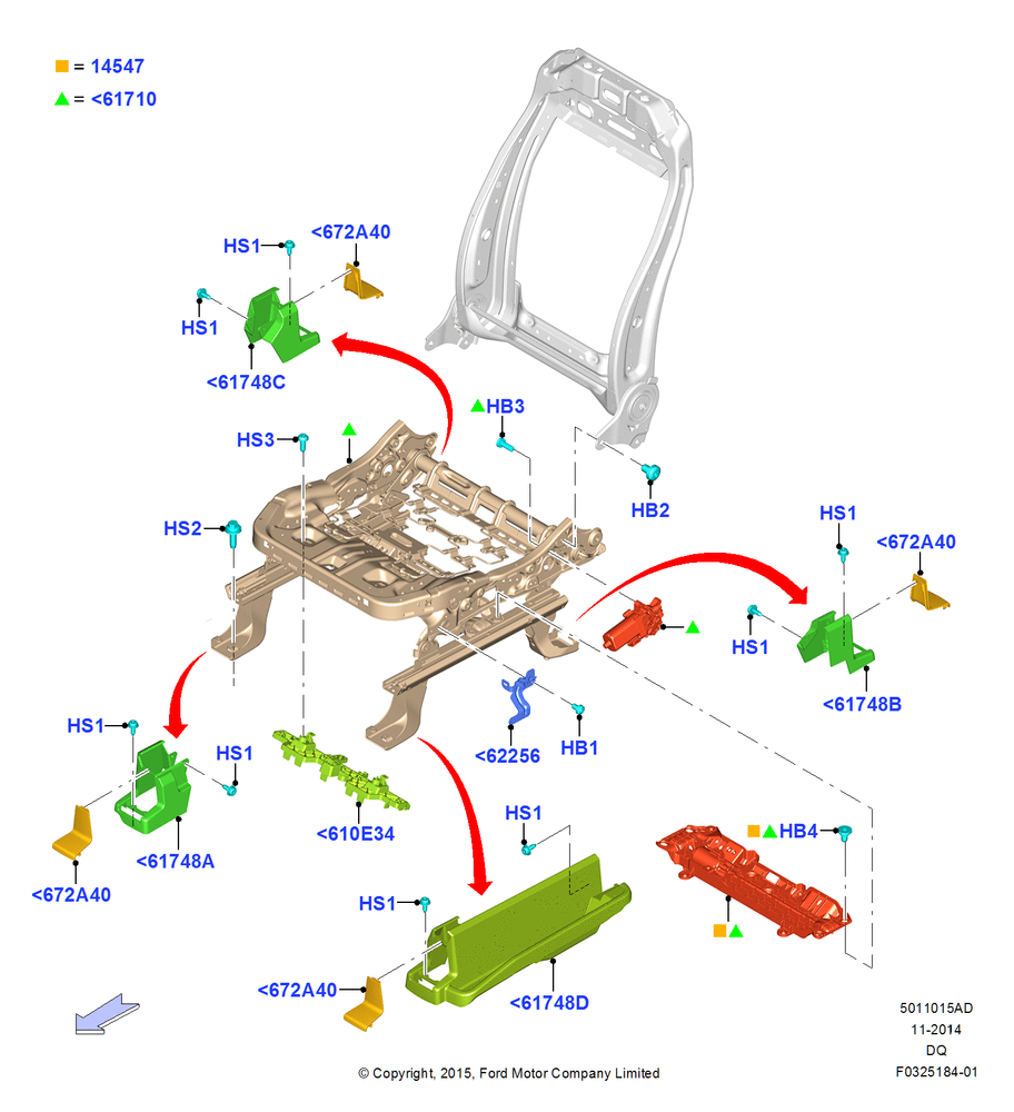 Схема Основание переднего сиденья, With Driver 8 Way Pwr.Seat Adjuster, Drv Power Seat Adjust With Memory; 19.01.2015