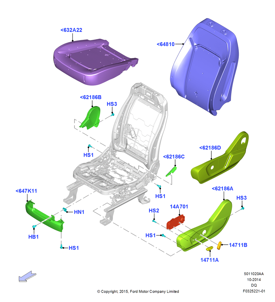 Схема Подушки и обогрев передних сидений, Less Temp Control Driver Seat, North American Markets; 19.01.2015