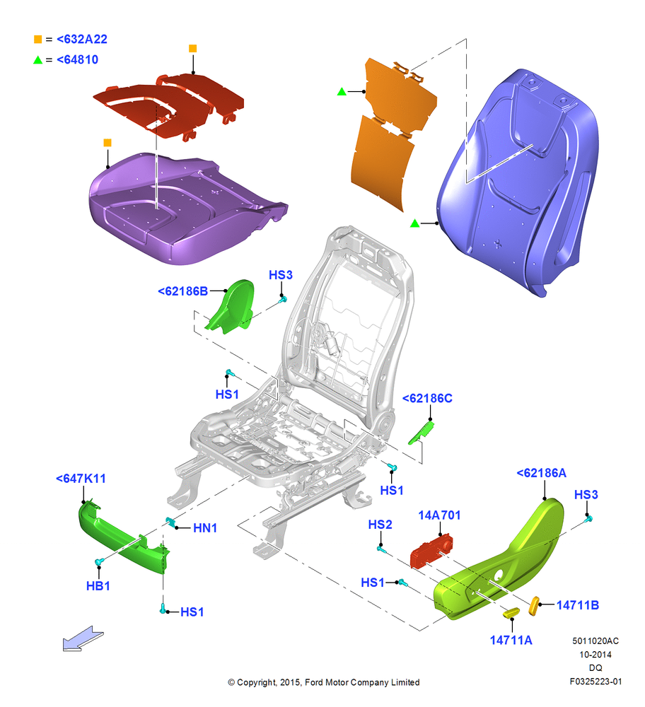 Схема Подушки и обогрев передних сидений, Driver Heated Seat-Variable Temp, North American Markets; 19.01.2015