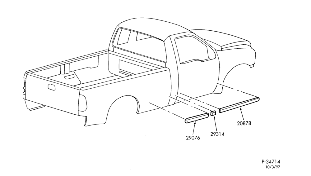 Схема MOULDING - REGULAR CAB - BODY SIDE LOWER (F-SUPER DUTY) - ''BEFORE 3/1/99''