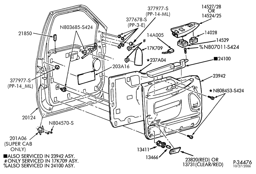Схема SOFT, INTERIOR TRIM-Interior trim - front door trim - power windows-F250SD/550SD