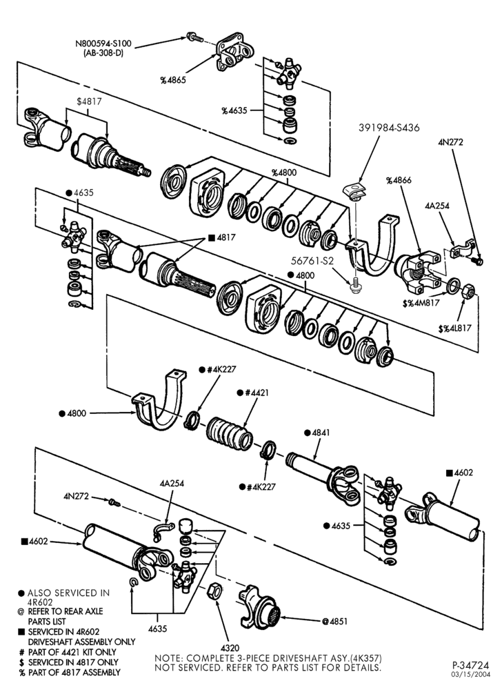 Схема DRIVESHAFTS-DRIVESHAFTS- 4x2 - three piece - M50D-ZF & M60D-ZF trans. - 201", 208" or 228" W.B.-F450SD/550SD