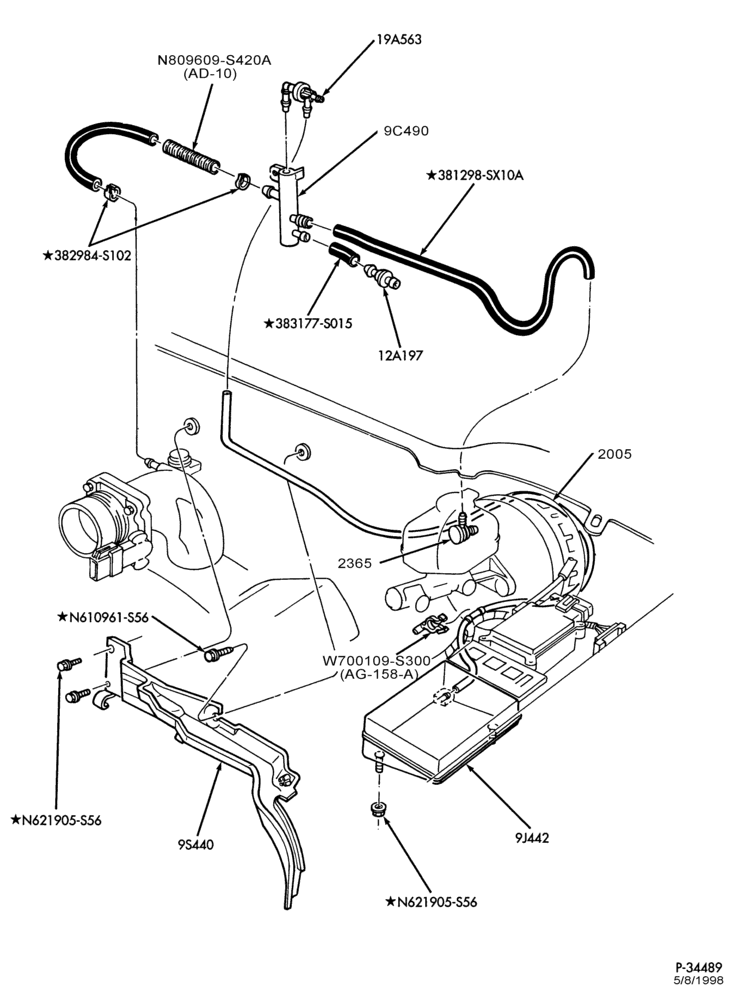 Схема MANIFOLDS, THERMOSTATS & EMISSION PARTS-Manifold assembly vacuum outlet