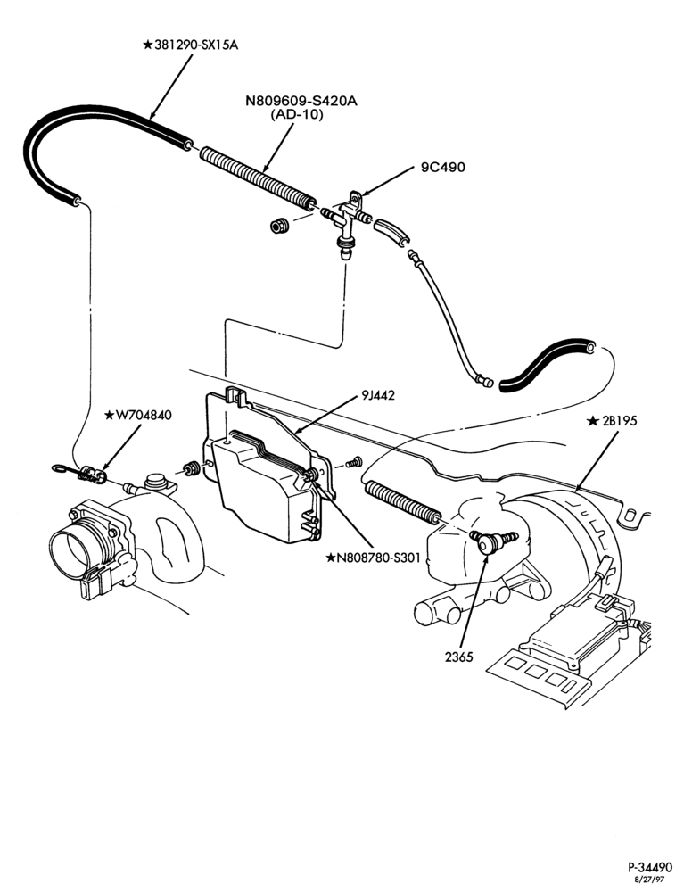 Схема MANIFOLDS, THERMOSTATS & EMISSION PARTS-Manifold assembly - vacuum outlet