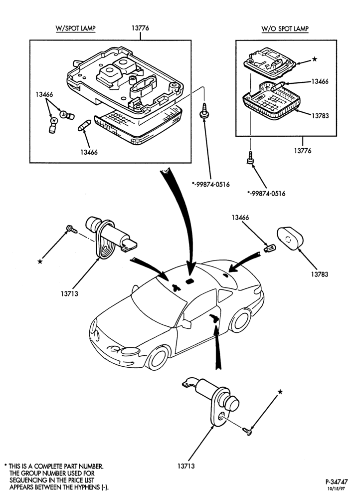 Схема LAMPS-Courtesy lamps, door switches & related parts - B/T 63
